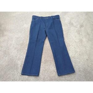 Wrangler Jeans Mens 44x30 Navy Straight Leg 100% Cotton Made in USA